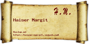 Haiser Margit névjegykártya
